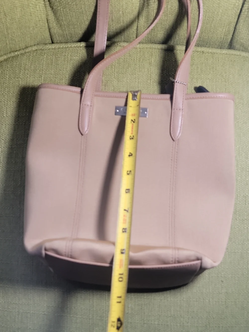 Coach Beige Rylon Shoulder Tote with Leather Trim